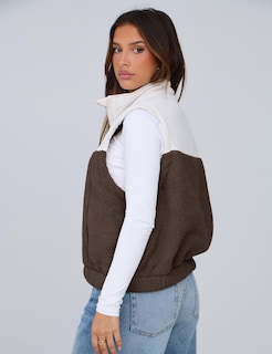 Foto 7 | Foto 7 | Chaleco Yeokou Para Mujer, Forro Polar Sherpa, Corto, Sin Mangas, Color Marrón Xl - Venta Internacional.