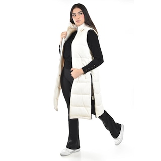 Foto 2 | Foto 2 | Chaleco Largo Con Capucha Roman Fashion /juvenil, 24624 (hueso) Blanco
