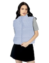 Chaleco Capitonado Corto Gorro Desmontable Azul Cielo Roosevelt A281