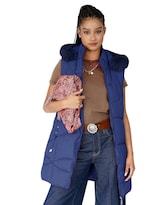 Chaleco Largo Mujer Acolchado Con Capucha Y Peluche