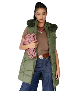 Foto 1 | Foto 1 | Chaleco Largo Mujer Acolchado Con Capucha Y Peluche