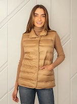 Chaleco Greenlander Para Mujer Capitonado De Pluma Y Cuello Alto