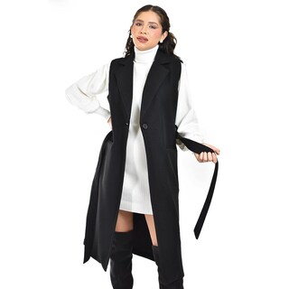Foto 1 | Foto 1 | Chaleco Largo Con Cinto Roman Fashion /juvenil 3018 (negro) Negro