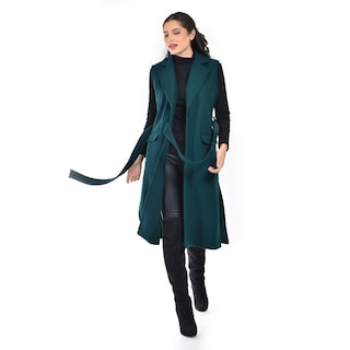 Foto 4 | Foto 4 | Chaleco Largo Con Cinto Roman Fashion /juvenil 3018 (verde Botella) Verde Oscuro