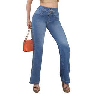 Foto 1 | Foto 1 | Jeans Mujer Boot Cut Tiro Alto Stretch Azul Claro