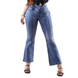 Foto 1 | Foto 1 | Jeans Mujer Boot Cut Azul Claro Tiro Alto