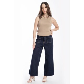 Foto 1 | Foto 1 | Jeans Culotte Con Bolsillos Frontales Juvenil, 6859 (mezclilla Tono Oscuro) Azul Oscuro