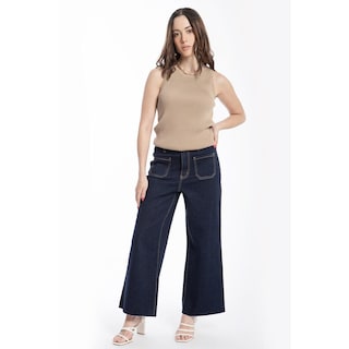 Foto 1 | Foto 1 | Jeans Culotte Con Bolsillos Frontales Juvenil, 6859 (mezclilla Tono Oscuro) Azul Oscuro