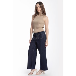 Foto 2 | Foto 2 | Jeans Culotte Con Bolsillos Frontales Juvenil, 6859 (mezclilla Tono Oscuro) Azul Oscuro