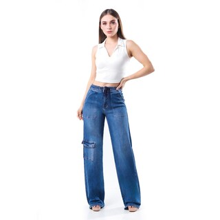 Foto 1 | Foto 1 | Jeans Wide Leg Fit /juvenil 1791 (azul Medio)) Azul
