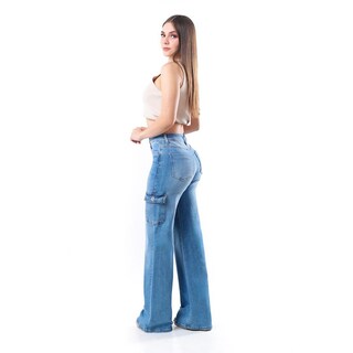 Foto 2 | Foto 2 | Jeans Wide Leg Fit /juvenil 1788 (azul Claro) Azul