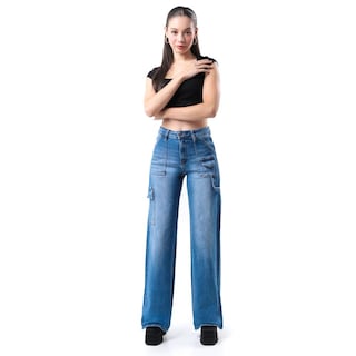 Foto 1 | Foto 1 | Jeans Wide Leg Cargo /juvenil 3952 (azul Medio) Azul