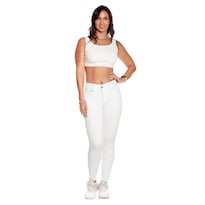 Pantalón de Mezclilla Pineda Jeans color Blanco Tiro Alto Strech para Dama