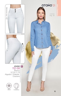 Foto 3 | Foto 3 | Jeans Devendi Blancos para Mujer