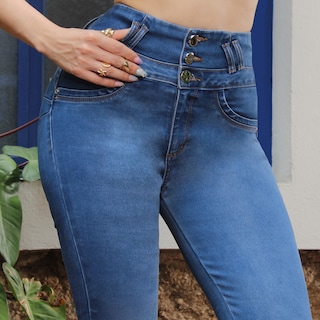 Foto 3 | Foto 3 | Jeans Mujer Super Skinny Tiro Alto Azul Medio