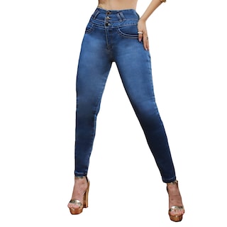 Foto 1 | Foto 1 | Jeans Mujer Super Skinny Tiro Alto Azul Medio