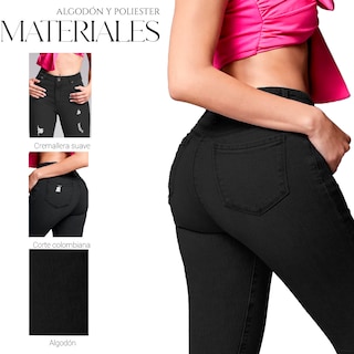 Foto 5 | Foto 5 | Jeans de Dama Shendy Vendy Stretch Mezclilla Levanta Pompa Tiro Negro