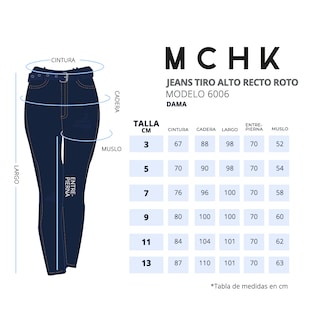 Foto 6 | Foto 6 | Jeans de Mezclilla MCHK 6006 color Azul Corte Recto Diseño con Desgaste Tiro Alto para Mujer