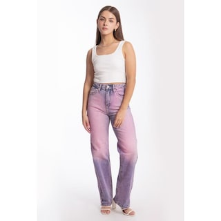 Foto 1 | Foto 1 | Jeans Wide Leg Degradado Rosa con Morado Juveniles