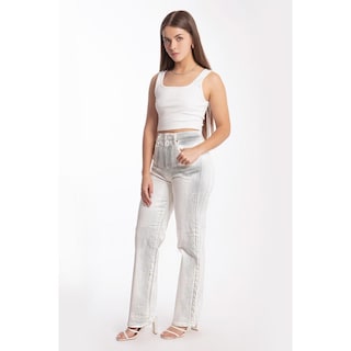 Foto 2 | Foto 2 | Jeans Roman Fashion Efecto Metalizado /Juvenil 6618 Plateado