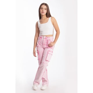 Foto 1 | Foto 1 | Jeans Cargo Wide Roman Fashion 6614 Rosa para Mujer