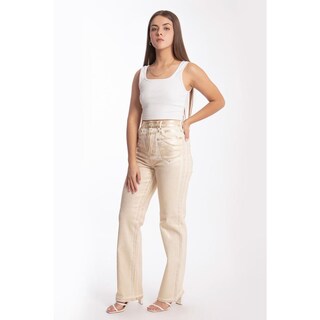 Foto 2 | Foto 2 | Jeans Efecto Metalizado Roman Fashion Dorado