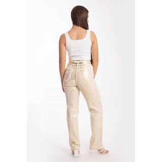 Foto 3 | Foto 3 | Jeans Efecto Metalizado Roman Fashion Dorado