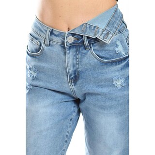 Foto 5 | Foto 5 | Jeans Wide Leg De Cintura Asimetrica /juvenil, 299 (mezclilla Claro) Azul