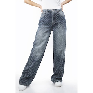 Foto 1 | Foto 1 | Jeans Wide Leg Con Textura /juvenil, 6716 (mezclilla Medio) Azul