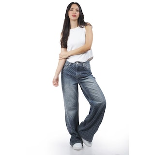 Foto 2 | Foto 2 | Jeans Wide Leg Con Textura /juvenil, 6716 (mezclilla Medio) Azul