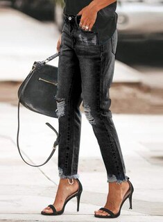 Foto 2 | Foto 2 | Jeans Sidefeel Boyfriend Para Mujer, Negros, Talla 6, Elásticos - Venta Internacional.