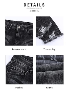 Foto 4 | Foto 4 | Jeans Sidefeel Boyfriend Para Mujer, Negros, Talla 6, Elásticos - Venta Internacional.