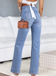 Foto 2 | Foto 2 | Vaqueros Astylish De Pierna Ancha Para Mujer, Cintura Alta, Talla 12, Azul - Venta Internacional.
