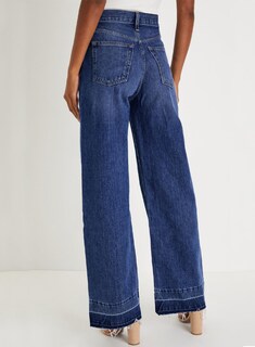 Foto 2 | Foto 2 | Vaqueros Elegantes Para Mujer, Cintura Alta, Acampanados, Pierna Ancha, Azul - Venta Internacional.