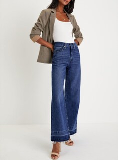 Foto 3 | Foto 3 | Vaqueros Elegantes Para Mujer, Cintura Alta, Acampanados, Pierna Ancha, Azul - Venta Internacional.