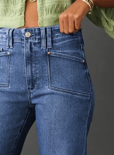 Foto 2 | Foto 2 | Vaqueros Elegantes De Pierna Ancha, Cintura Alta, Rectos, Azul Claro, 8 Mujeres - Venta Internacional.