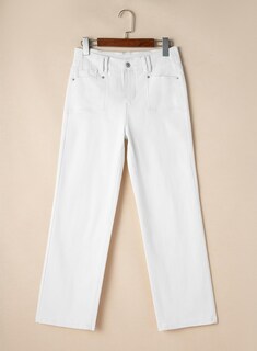 Foto 5 | Foto 5 | Pantalones Vaqueros Elegantes De Pierna Ancha, Cintura Alta, Mujer, Talla 12, Color Blanco - Venta Internacional.