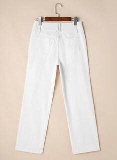 Foto 6 | Foto 6 | Pantalones Vaqueros Elegantes De Pierna Ancha, Cintura Alta, Mujer, Talla 12, Color Blanco - Venta Internacional.