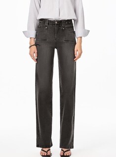Foto 5 | Foto 5 | Pantalones Vaqueros Elegantes De Pierna Ancha Con Corte De Bota, Cintura Alta, Gris, Para Mujer - Venta Internacional.