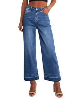 Foto 3 | Foto 3 | Vaqueros Elegantes Para Mujer, Cintura Alta, Acampanados, Pierna Ancha, Azul - Venta Internacional.