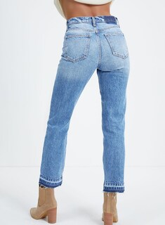 Foto 3 | Foto 3 | Vaqueros Elegantes Con Dobladillo Desgastado Para Mujer, Pierna Recta, Azul Cielo - Venta Internacional.