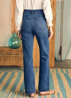 Foto 4 | Foto 4 | Vaqueros Elegantes Con Pernera Recta Y Cintura Alta Para Mujer, Talla 14 - Venta Internacional.