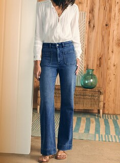 Foto 6 | Foto 6 | Vaqueros Elegantes Con Pernera Recta Y Cintura Alta Para Mujer, Talla 14 - Venta Internacional.