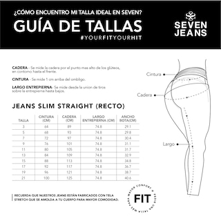 Foto 5 | Foto 5 | Jeans Mezclilla Mujer Pantalon Straight Cintura Alta Levanta Pompa Push Up Seven Jeans