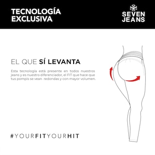 Foto 7 | Foto 8 | Jeans Mezclilla Mujer Pantalon Straight Cintura Alta Levanta Pompa Push Up Seven Jeans