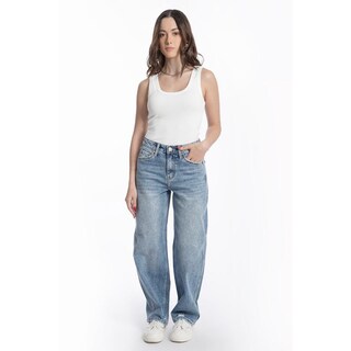 Foto 1 | Foto 1 | Jeans Barrel Deslavado Juvenil, 6854 (mezclilla Tono Claro) Azul