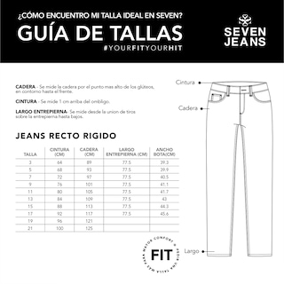Foto 5 | Foto 5 | Jeans Mujer Pantalon Straight Cintura Alta Levanta Pompa Push Up Seven Jeans 0077ston