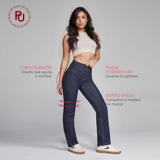 Foto 6 | Foto 6 | Jeans Mujer Pantalon Straight Cintura Alta Levanta Pompa Push Up Seven Jeans 0077ston