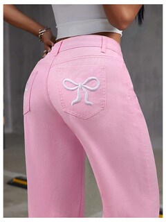 Foto 3 | Foto 3 | Jeans Floerns Y2k Straight Leg Boyfriend Pink 30 Para Mujer - Venta Internacional.