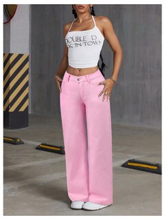 Foto 5 | Foto 5 | Jeans Floerns Y2k Straight Leg Boyfriend Pink 30 Para Mujer - Venta Internacional.